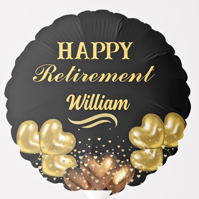 Elegant Modern Black and gold Happy Retirement  Balloon (Creator Uploaded)