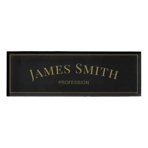 Elegant Modern Black and Gold Luxury Professional Name Tag