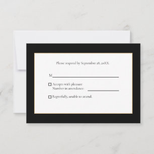 Elegant Modern Black and Gold RSVP Card