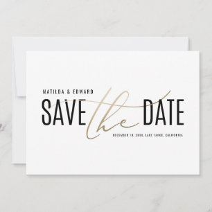Elegant modern black and gold save the date