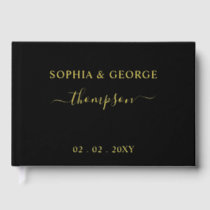 Elegant Modern Black and Gold Wedding Foil Guest Book