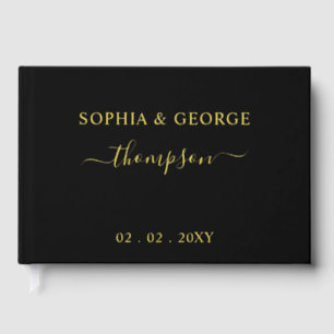 Elegant Modern Black and Gold Wedding Foil Guest Book