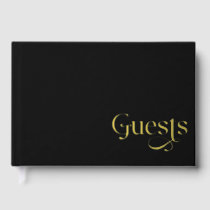 Elegant Modern Black and Gold Wedding Foil Guest Book