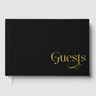 Elegant Modern Black and Gold Wedding Foil Guest Book