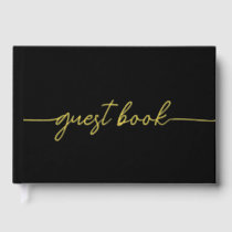 Elegant Modern Black and Gold Wedding Foil Guest Book