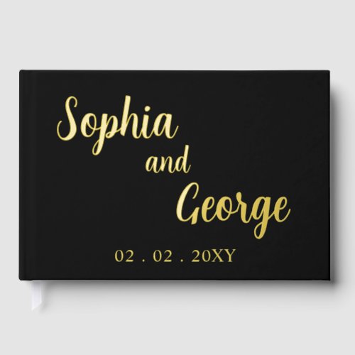 Elegant Modern Black and Gold Wedding Foil Guest Book