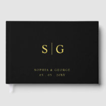 Elegant Modern Black and Gold Wedding Foil Guest Book