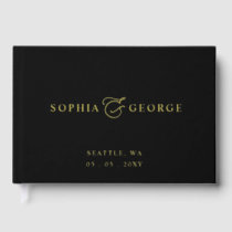 Elegant Modern Black and Gold Wedding Foil Guest Book