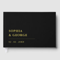 Elegant Modern Black and Gold Wedding Foil Guest Book