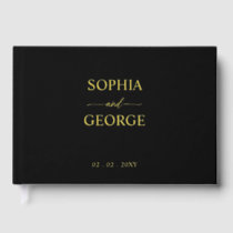 Elegant Modern Black and Gold Wedding Foil Guest Book