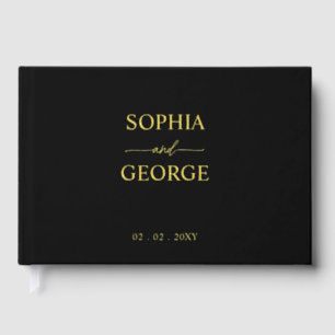 Elegant Modern Black and Gold Wedding Foil Guest Book
