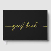 Elegant Modern Black and Gold Wedding Guest Book