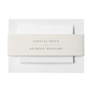 Elegant Modern Black and Ivory Wedding Invitation Belly Band