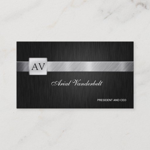 Customizable Elegant  &amp; Modern Black and Silver Business Cards