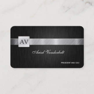 Elegant & Modern Black and Silver Business Cards