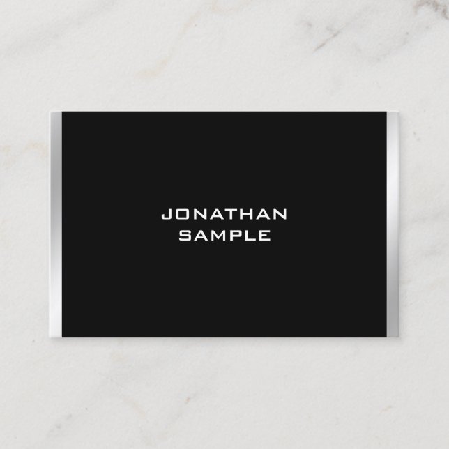 Elegant Modern Black And Silver Professional Business Card (Front)