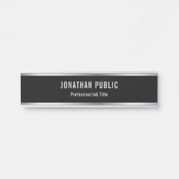 Elegant Modern Black And Silver Template Glamour Door Sign