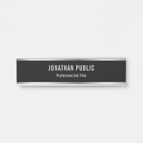 Elegant Modern Black And Silver Template Glamour Door Sign