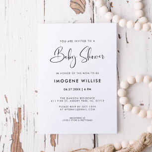 Elegant & Modern Black and White Baby shower Invitation
