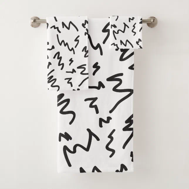 Elegant modern black and white bath towels Zazzle
