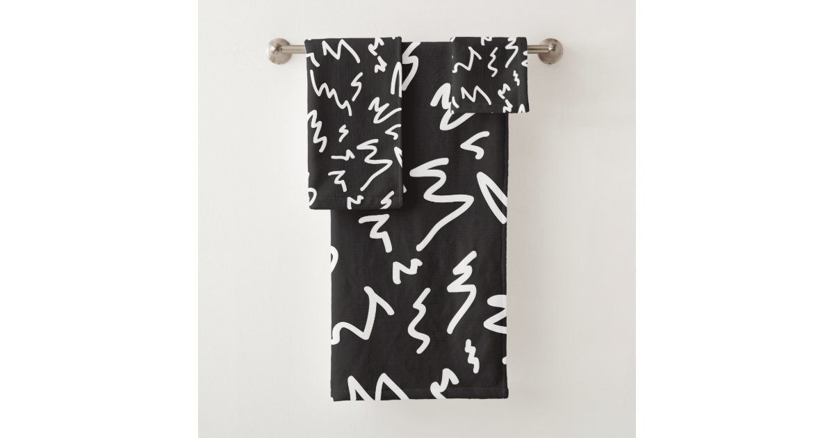 Elegant modern black and white bath towels