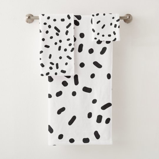 Elegant modern black and white bath towels