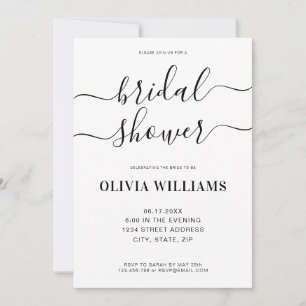 Elegant Modern Black and White Bridal Shower Invitation