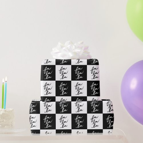 Elegant Modern Black and White Christmas Carol Wrapping Paper