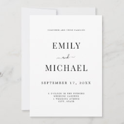 Elegant Modern Black and White Classy Wedding Invitation | Zazzle