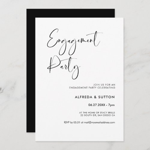 Elegant & modern black and white Engagement party Invitation