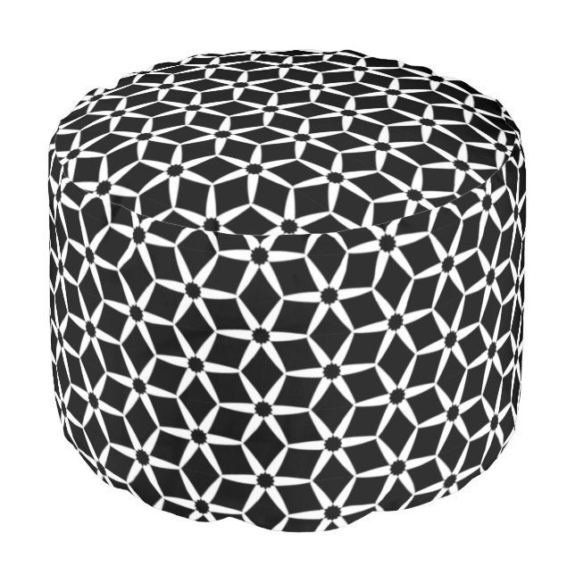 Elegant modern black and white floral pattern...   pouf (Angled Front)