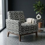 Elegant Modern Black and White Geometric Trellis Fabric