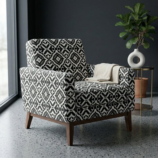 Elegant Modern Black and White Geometric Trellis Fabric