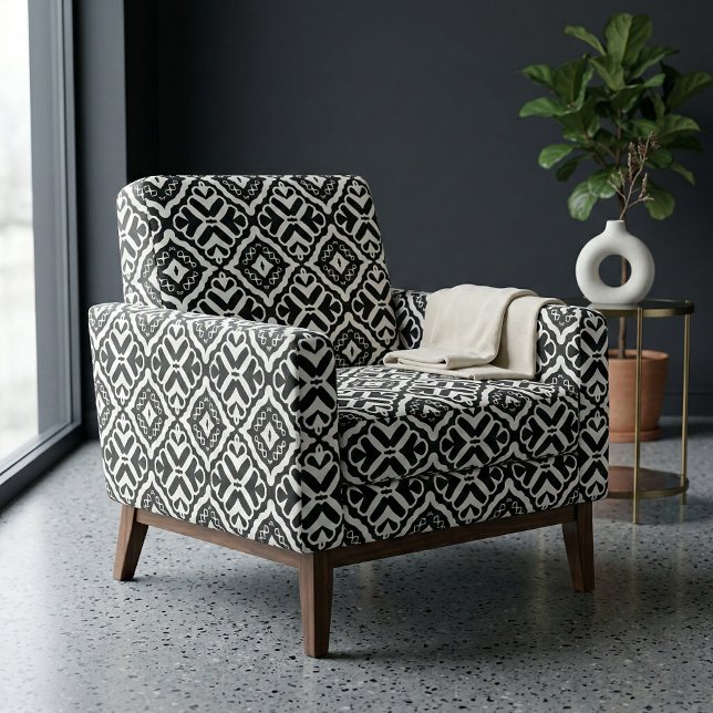 Elegant Modern Black and White Geometric Trellis Fabric (Creator Uploaded)