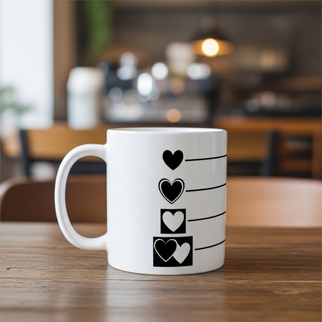 Elegant, Modern Black and White Mug with Hearts (Creator Uploaded)