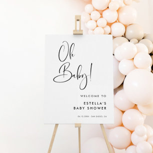 Elegant & Modern Black and White Oh Baby Sign