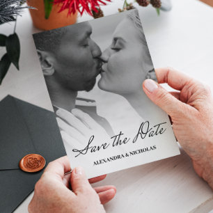 Elegant Modern Black And White Photo Save The Date