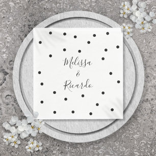 Elegant Modern Black and White Polka Dots Napkins