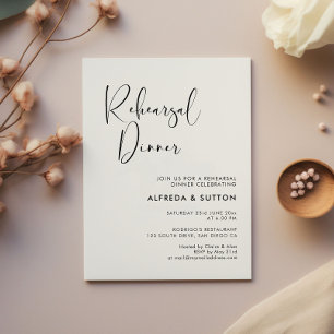 Elegant & Modern Black and White Rehearsal dinner Invitation