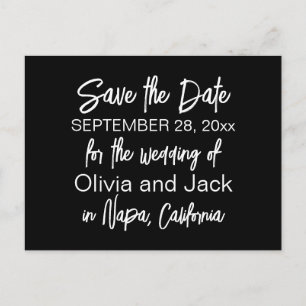 Elegant Modern Black and White Save the Date Postcard
