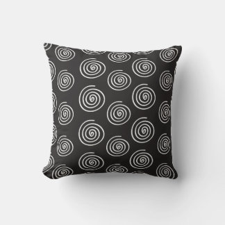 Elegant modern black and white spiral throw pillow