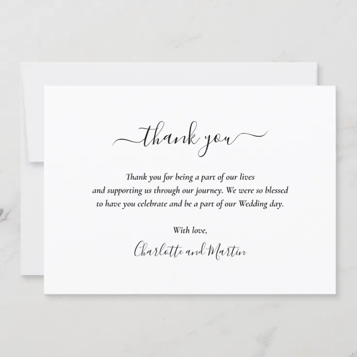 Elegant Modern Black and White Thank You Card | Zazzle