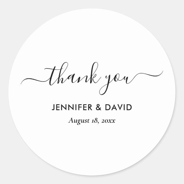 Elegant Modern Black and White Thank You Stickers | Zazzle.com