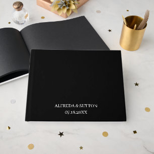 Elegant & modern black and white wedding guest boo book