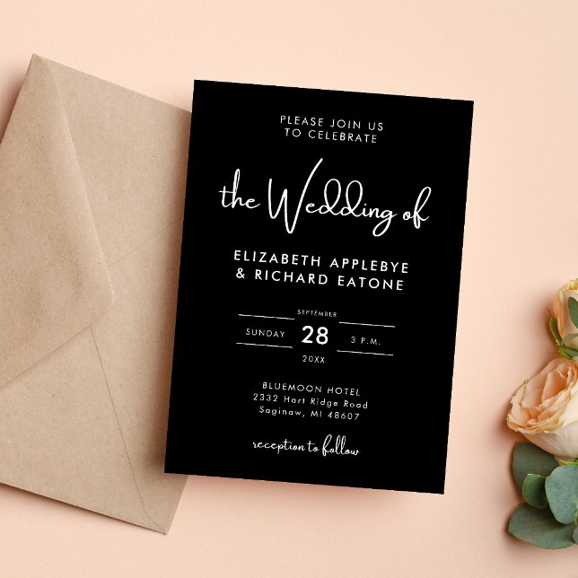 Elegant & Modern Black and White Wedding Invitation (Creator Uploaded)