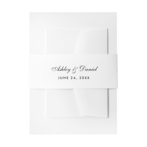 Elegant Modern Black and White Wedding Invitation Belly Band