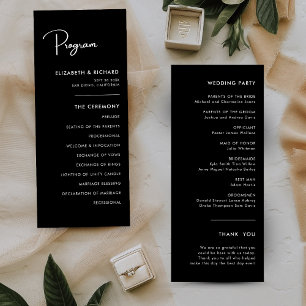Elegant & Modern Black and White Wedding Program