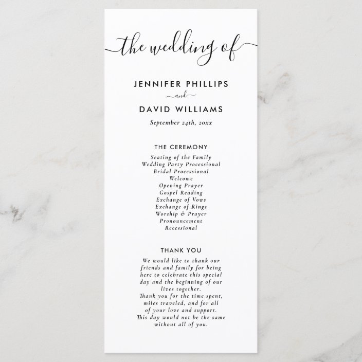Elegant Modern Black and White Wedding Program | Zazzle.com
