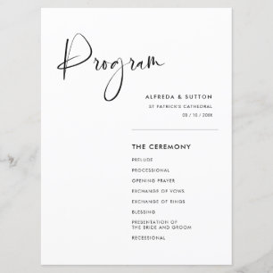 Elegant & modern black and white wedding program