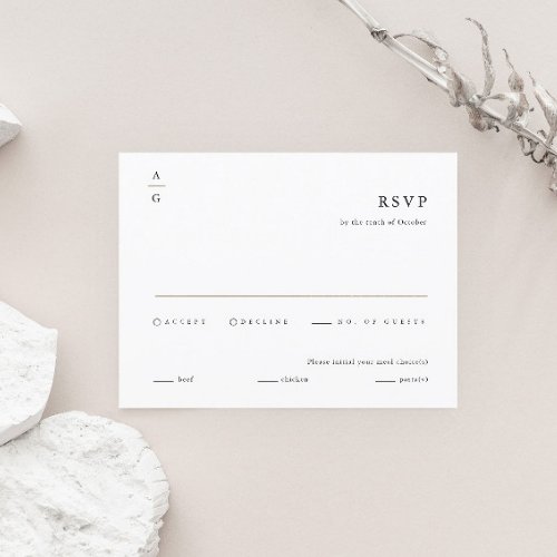 Elegant Modern Black and White Wedding RSVP Card